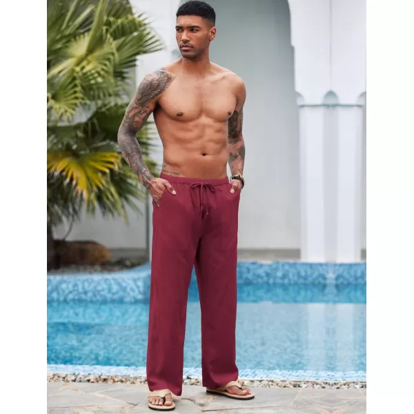 COOFANDY Mens Linen Drawstring Pants Elastic Waist Lightweight Trouser Casual Yoga Summer Beach Pant