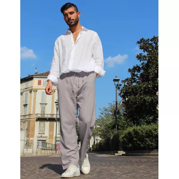 COOFANDY Mens Linen Drawstring Pants Elastic Waist Lightweight Trouser Casual Yoga Summer Beach Pant
