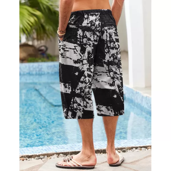 COOFANDY Men's Linen Harem Capri Pants Casual Lightweight Drawstring Yoga Pants Baggy 3/4 Beach Trousers