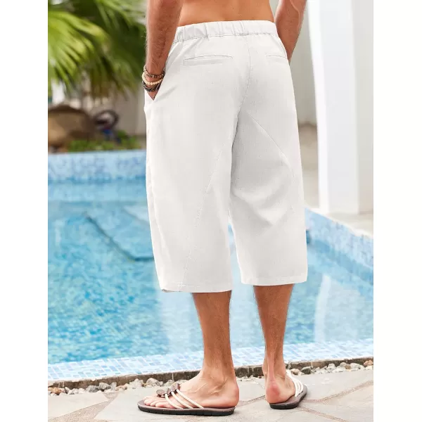 COOFANDY Men's Linen Harem Capri Pants Casual Lightweight Drawstring Yoga Pants Baggy 3/4 Beach Trousers