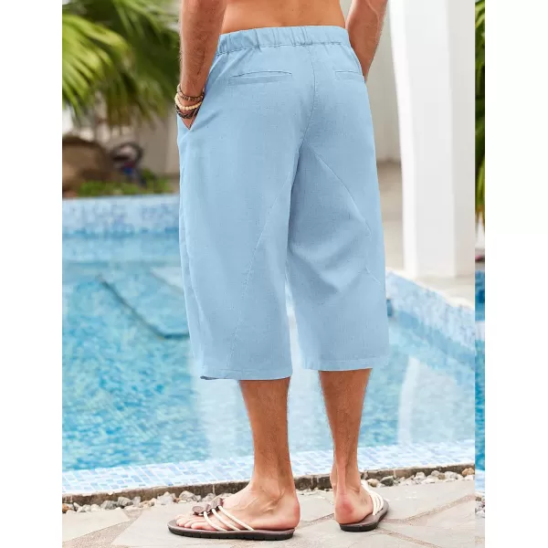 COOFANDY Men's Linen Harem Capri Pants Casual Lightweight Drawstring Yoga Pants Baggy 3/4 Beach Trousers