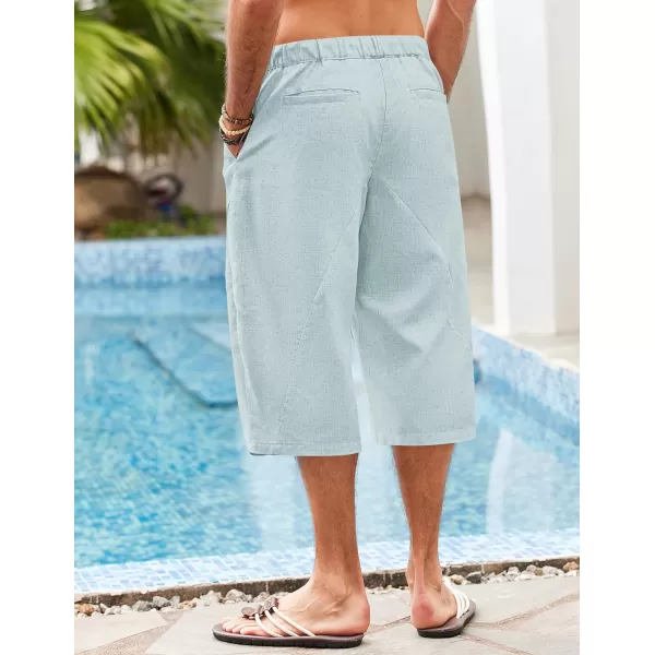 COOFANDY Men's Linen Harem Capri Pants Casual Lightweight Drawstring Yoga Pants Baggy 3/4 Beach Trousers