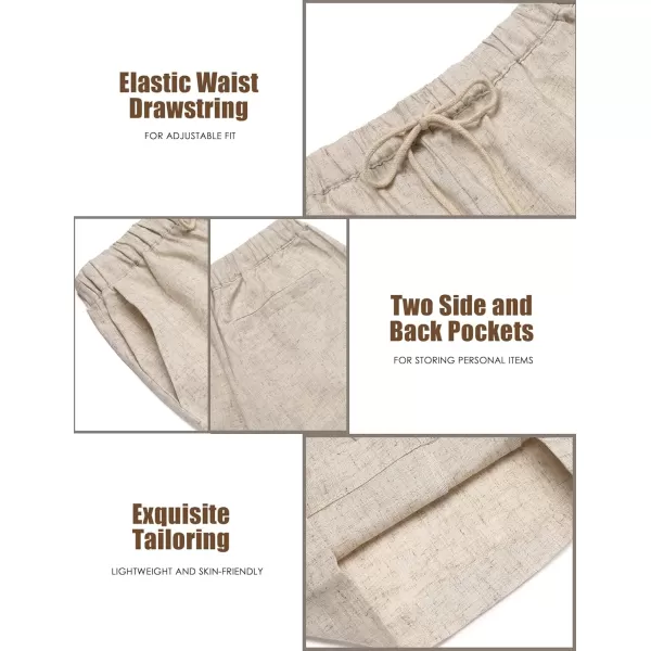 COOFANDY Men's Linen Harem Capri Pants Casual Lightweight Drawstring Yoga Pants Baggy 3/4 Beach Trousers