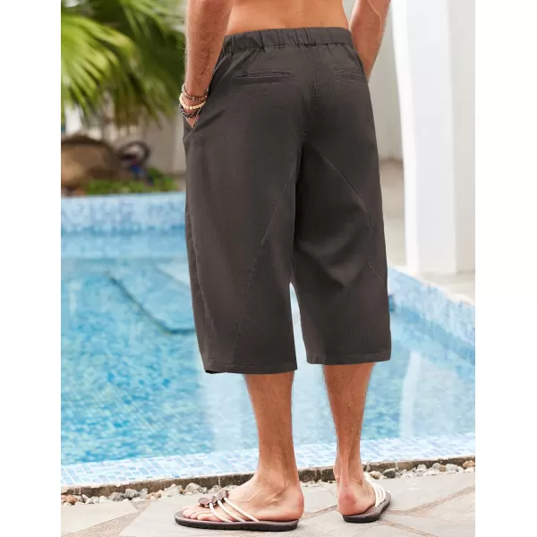 COOFANDY Men's Linen Harem Capri Pants Casual Lightweight Drawstring Yoga Pants Baggy 3/4 Beach Trousers