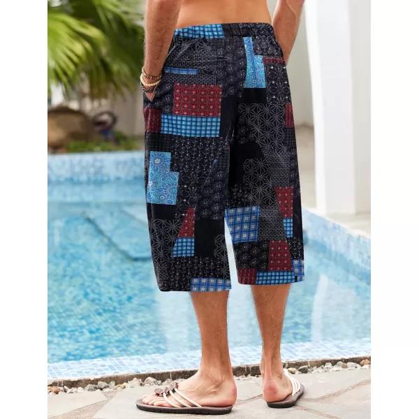 COOFANDY Men's Linen Harem Capri Pants Casual Lightweight Drawstring Yoga Pants Baggy 3/4 Beach Trousers