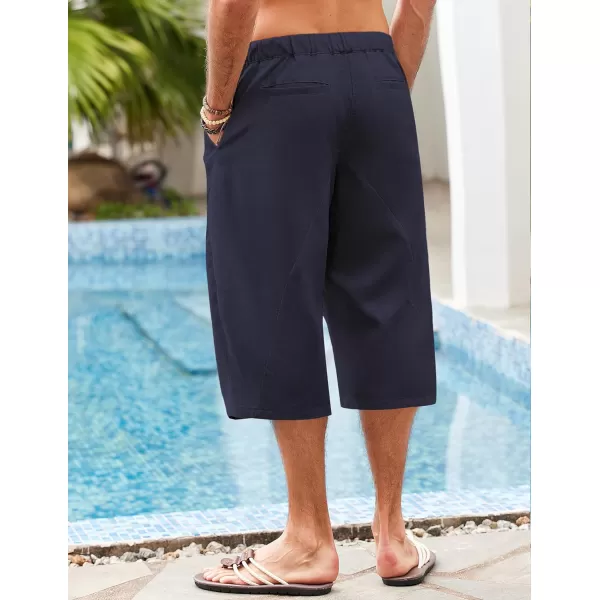 COOFANDY Men's Linen Harem Capri Pants Casual Lightweight Drawstring Yoga Pants Baggy 3/4 Beach Trousers