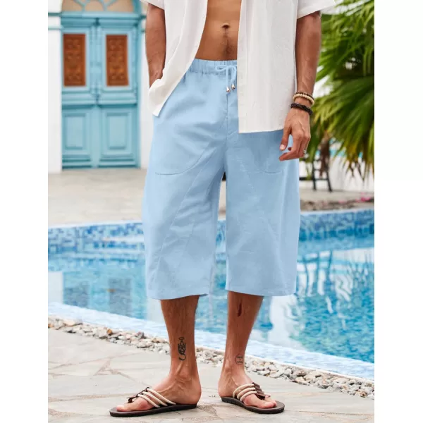 COOFANDY Men's Linen Harem Capri Pants Casual Lightweight Drawstring Yoga Pants Baggy 3/4 Beach Trousers