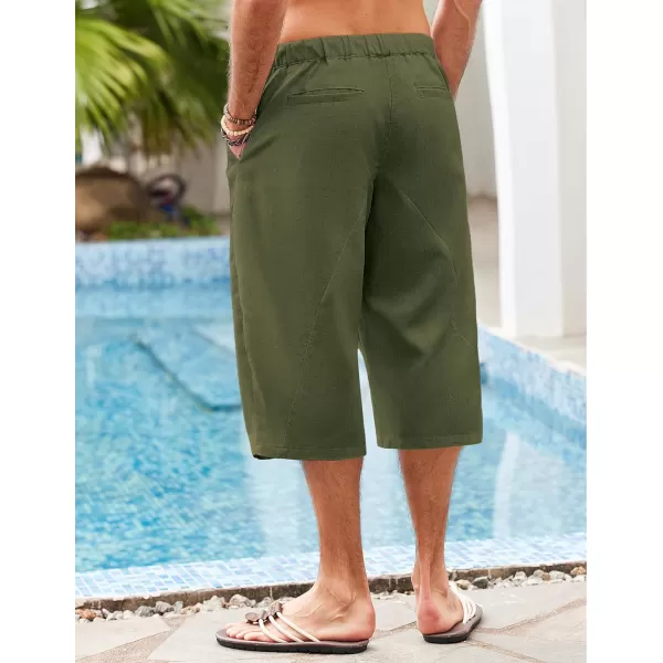 COOFANDY Men's Linen Harem Capri Pants Casual Lightweight Drawstring Yoga Pants Baggy 3/4 Beach Trousers