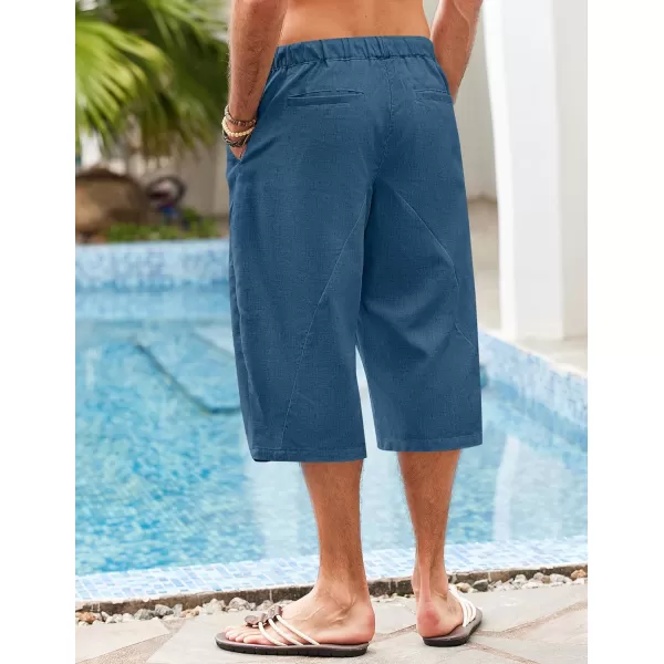 COOFANDY Men's Linen Harem Capri Pants Casual Lightweight Drawstring Yoga Pants Baggy 3/4 Beach Trousers