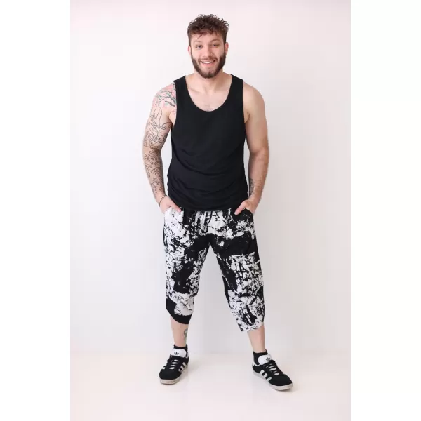 COOFANDY Men's Linen Harem Capri Pants Lightweight Loose 3/4 Shorts Drawstring Elastic Waist Casual Beach Yoga Trousers