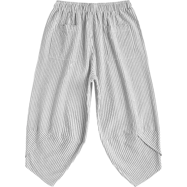 COOFANDY Men's Linen Harem Capri Pants Lightweight Loose 3/4 Shorts Drawstring Elastic Waist Casual Beach Yoga Trousers