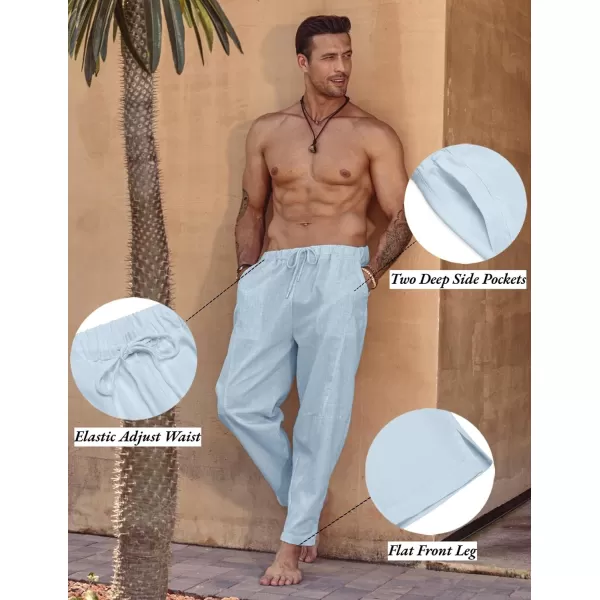 COOFANDY Men's Linen Harem Drawstring Pants Casual Elastic Waist Lightweight Trouser Hippie Summer Beach Yoga Pants