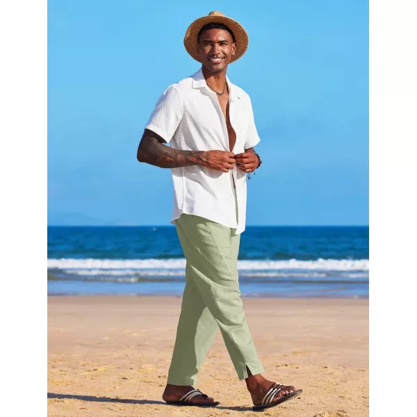 COOFANDY Men's Linen Harem Drawstring Pants Casual Elastic Waist Lightweight Trouser Hippie Summer Beach Yoga Pants