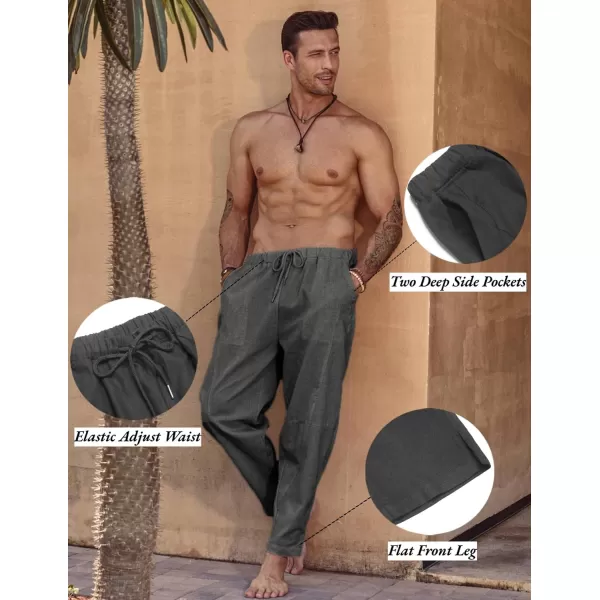 COOFANDY Men's Linen Harem Drawstring Pants Casual Elastic Waist Lightweight Trouser Hippie Summer Beach Yoga Pants