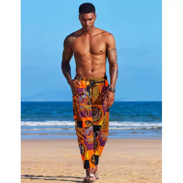 COOFANDY Men's Linen Harem Drawstring Pants Casual Elastic Waist Lightweight Trouser Hippie Summer Beach Yoga Pants