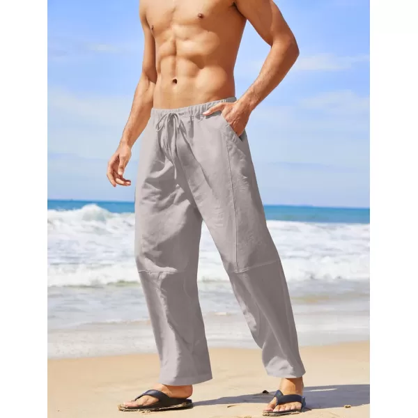 COOFANDY Men's Linen Harem Drawstring Pants Casual Elastic Waist Lightweight Trouser Hippie Summer Beach Yoga Pants