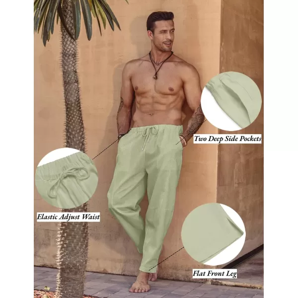 COOFANDY Men's Linen Harem Drawstring Pants Casual Elastic Waist Lightweight Trouser Hippie Summer Beach Yoga Pants