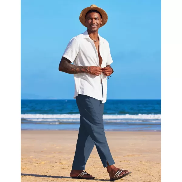 COOFANDY Men's Linen Harem Drawstring Pants Casual Elastic Waist Lightweight Trouser Hippie Summer Beach Yoga Pants