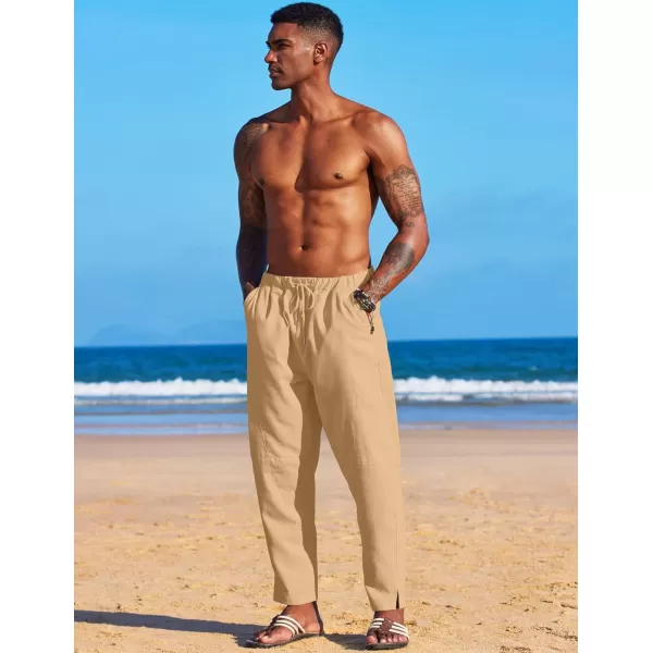 COOFANDY Men's Linen Harem Drawstring Pants Casual Elastic Waist Lightweight Trouser Hippie Summer Beach Yoga Pants