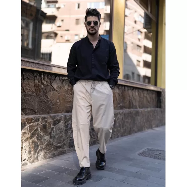 COOFANDY Men's Linen Harem Drawstring Pants Casual Elastic Waist Lightweight Trouser Hippie Summer Beach Yoga Pants