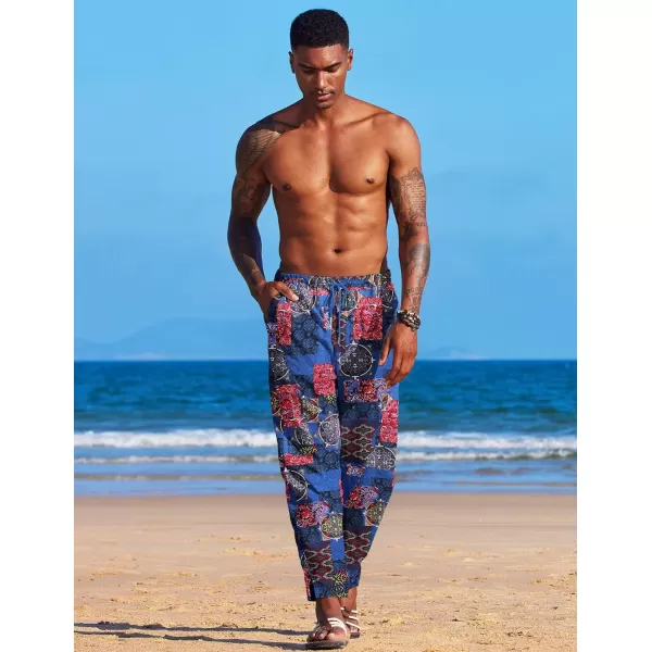 COOFANDY Men's Linen Harem Drawstring Pants Casual Elastic Waist Lightweight Trouser Hippie Summer Beach Yoga Pants