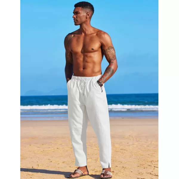 COOFANDY Men's Linen Harem Drawstring Pants Casual Elastic Waist Lightweight Trouser Hippie Summer Beach Yoga Pants