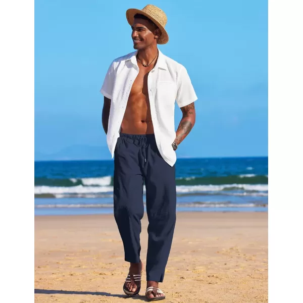 COOFANDY Men's Linen Harem Drawstring Pants Casual Elastic Waist Lightweight Trouser Hippie Summer Beach Yoga Pants