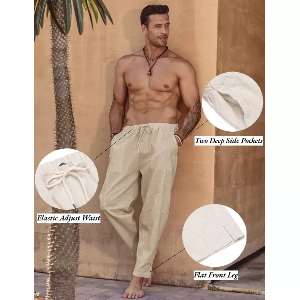 COOFANDY Men's Linen Harem Drawstring Pants Casual Elastic Waist Lightweight Trouser Hippie Summer Beach Yoga Pants
