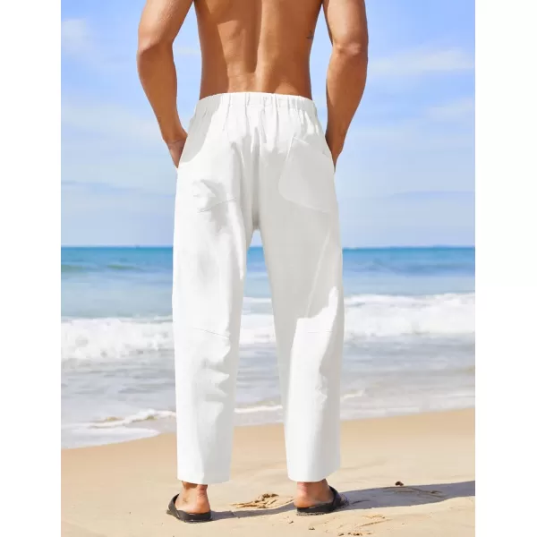 COOFANDY Men's Linen Harem Drawstring Pants Casual Elastic Waist Lightweight Trouser Hippie Summer Beach Yoga Pants