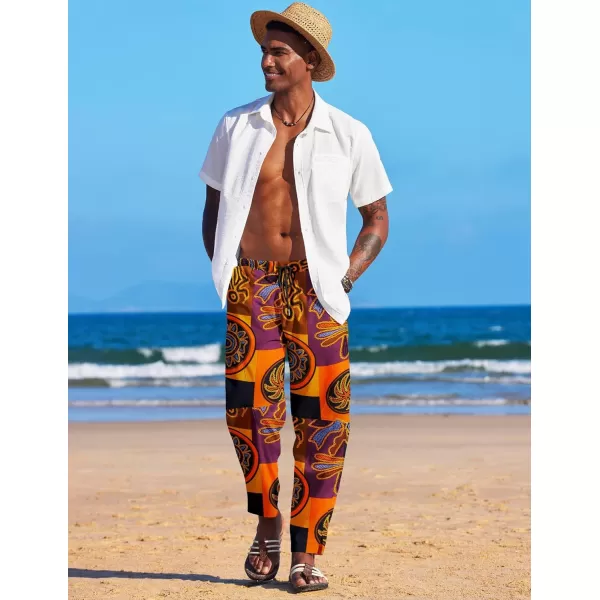 COOFANDY Men's Linen Harem Drawstring Pants Casual Elastic Waist Lightweight Trouser Hippie Summer Beach Yoga Pants