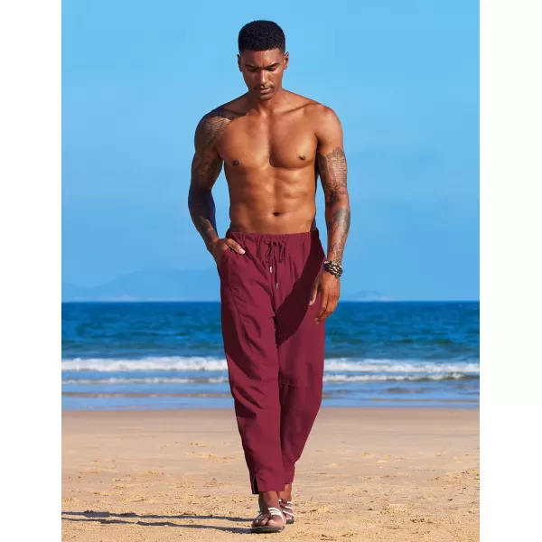 COOFANDY Men's Linen Harem Drawstring Pants Casual Elastic Waist Lightweight Trouser Hippie Summer Beach Yoga Pants