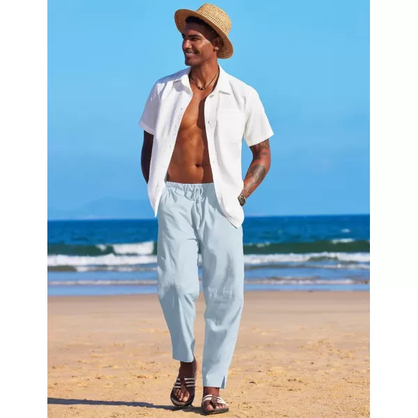 COOFANDY Men's Linen Harem Drawstring Pants Casual Elastic Waist Lightweight Trouser Hippie Summer Beach Yoga Pants