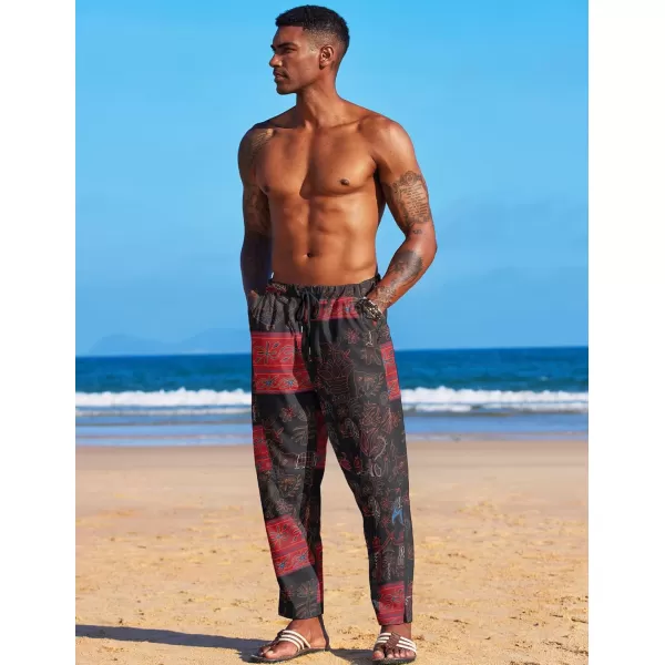 COOFANDY Men's Linen Harem Drawstring Pants Casual Elastic Waist Lightweight Trouser Hippie Summer Beach Yoga Pants