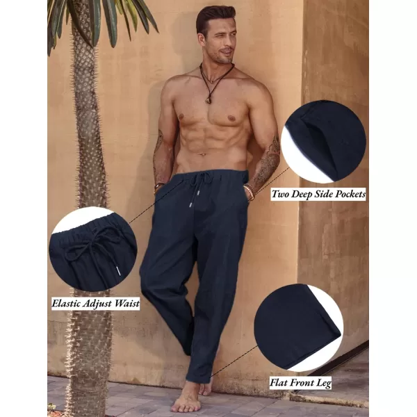 COOFANDY Men's Linen Harem Drawstring Pants Casual Elastic Waist Lightweight Trouser Hippie Summer Beach Yoga Pants