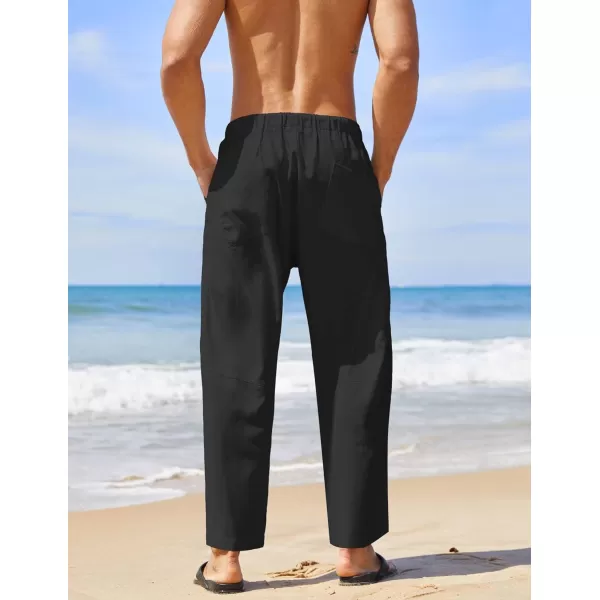 COOFANDY Men's Linen Harem Drawstring Pants Casual Elastic Waist Lightweight Trouser Hippie Summer Beach Yoga Pants