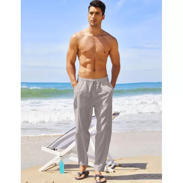 COOFANDY Men's Linen Harem Drawstring Pants Casual Elastic Waist Lightweight Trouser Hippie Summer Beach Yoga Pants