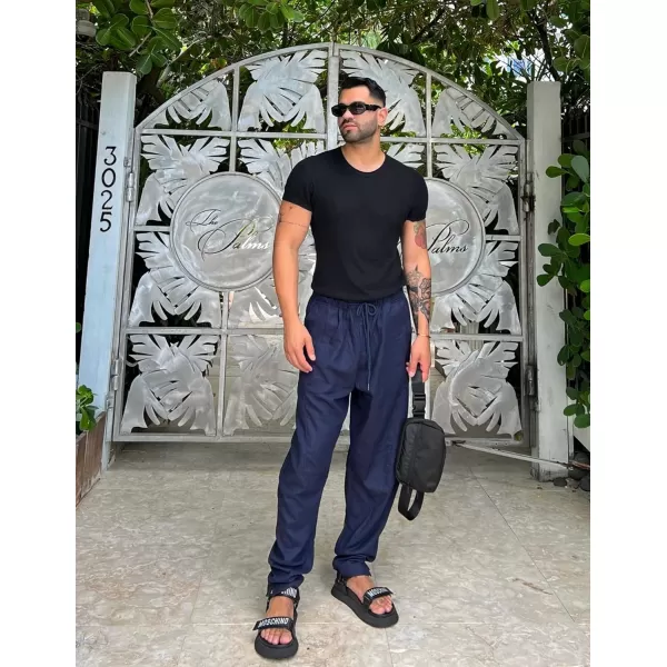 COOFANDY Men's Linen Harem Drawstring Pants Casual Elastic Waist Lightweight Trouser Hippie Summer Beach Yoga Pants