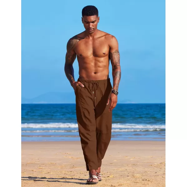 COOFANDY Men's Linen Harem Drawstring Pants Casual Elastic Waist Lightweight Trouser Hippie Summer Beach Yoga Pants