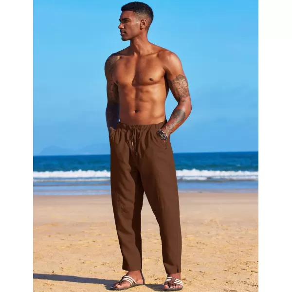 COOFANDY Men's Linen Harem Drawstring Pants Casual Elastic Waist Lightweight Trouser Hippie Summer Beach Yoga Pants