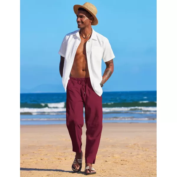 COOFANDY Men's Linen Harem Drawstring Pants Casual Elastic Waist Lightweight Trouser Hippie Summer Beach Yoga Pants