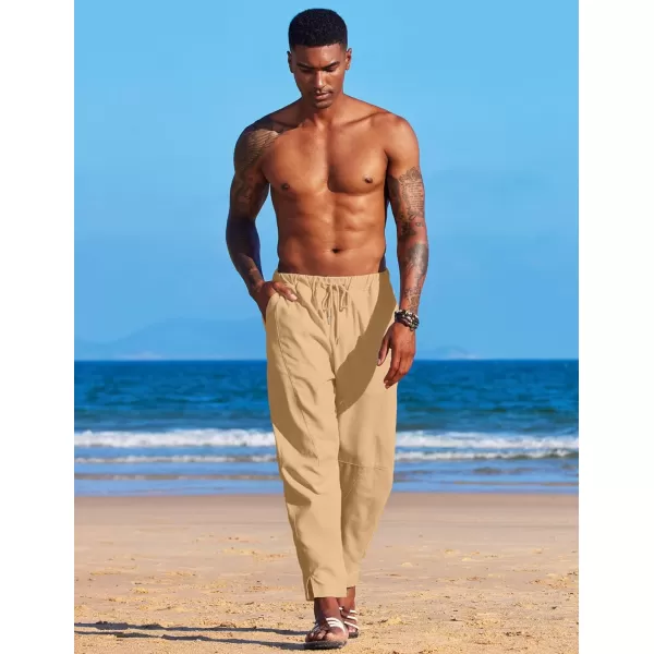 COOFANDY Men's Linen Harem Drawstring Pants Casual Elastic Waist Lightweight Trouser Hippie Summer Beach Yoga Pants