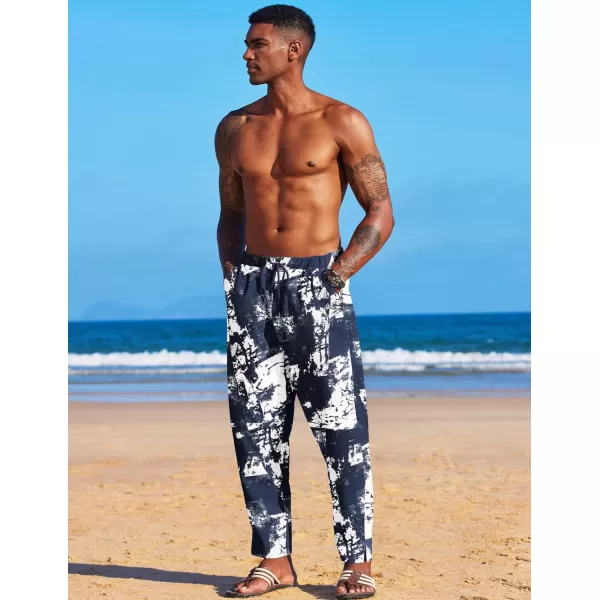 COOFANDY Men's Linen Harem Drawstring Pants Casual Elastic Waist Lightweight Trouser Hippie Summer Beach Yoga Pants