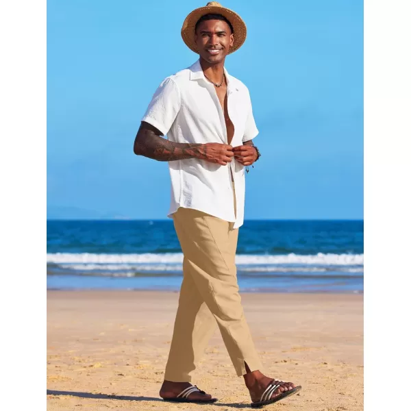 COOFANDY Men's Linen Harem Drawstring Pants Casual Elastic Waist Lightweight Trouser Hippie Summer Beach Yoga Pants