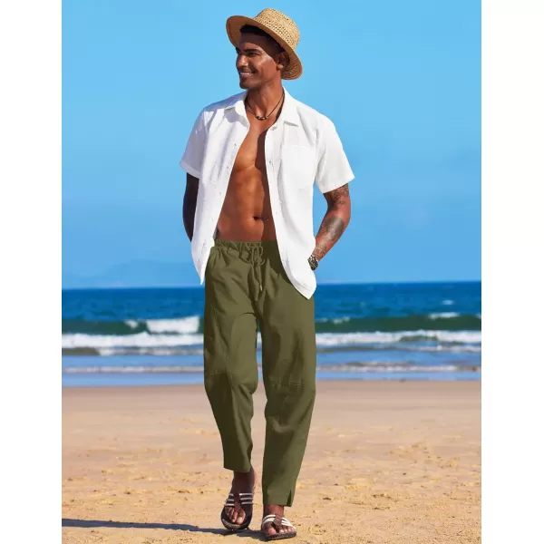 COOFANDY Men's Linen Harem Drawstring Pants Casual Elastic Waist Lightweight Trouser Hippie Summer Beach Yoga Pants