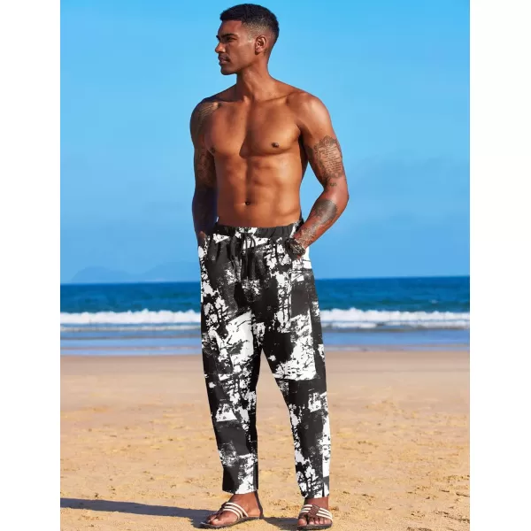 COOFANDY Men's Linen Harem Drawstring Pants Casual Elastic Waist Lightweight Trouser Hippie Summer Beach Yoga Pants