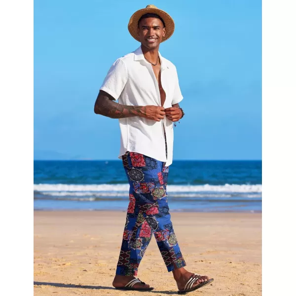COOFANDY Men's Linen Harem Drawstring Pants Casual Elastic Waist Lightweight Trouser Hippie Summer Beach Yoga Pants