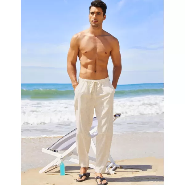 COOFANDY Men's Linen Harem Drawstring Pants Casual Elastic Waist Lightweight Trouser Hippie Summer Beach Yoga Pants