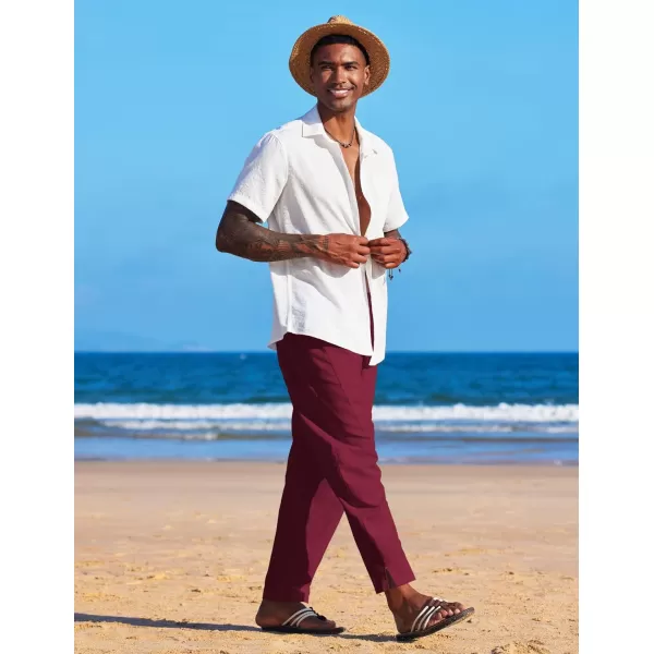 COOFANDY Men's Linen Harem Drawstring Pants Casual Elastic Waist Lightweight Trouser Hippie Summer Beach Yoga Pants