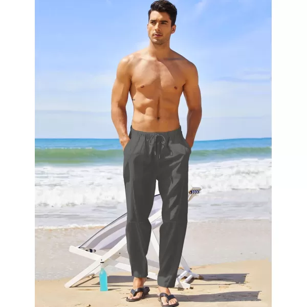 COOFANDY Men's Linen Harem Drawstring Pants Casual Elastic Waist Lightweight Trouser Hippie Summer Beach Yoga Pants