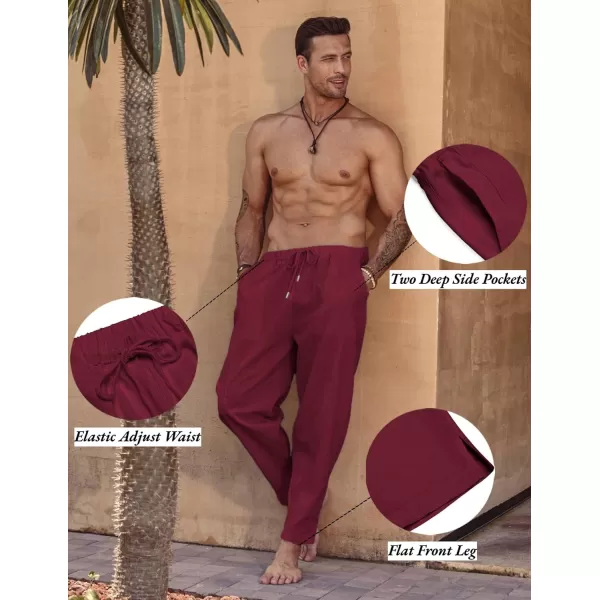 COOFANDY Men's Linen Harem Drawstring Pants Casual Elastic Waist Lightweight Trouser Hippie Summer Beach Yoga Pants